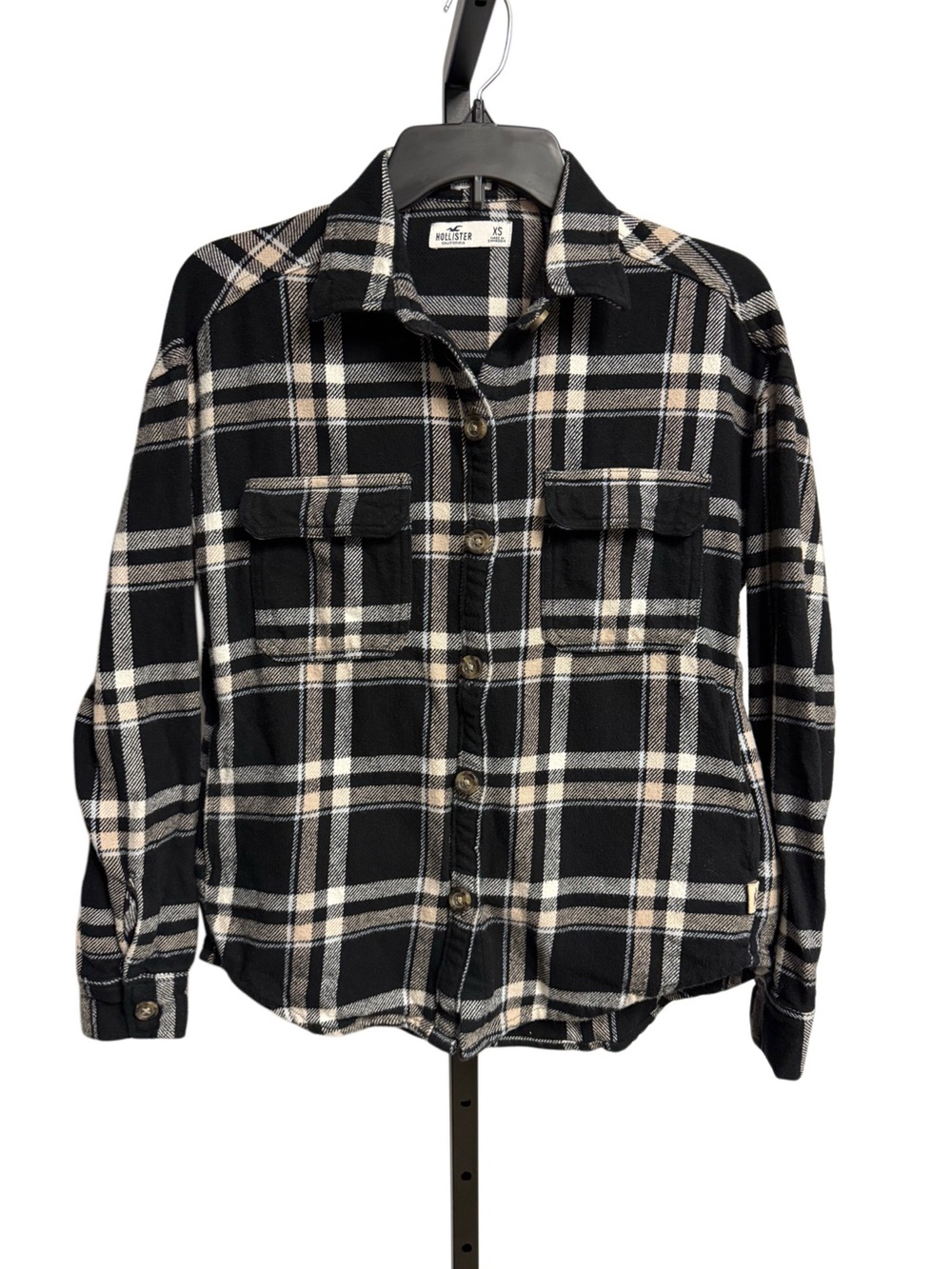 Hollister Plaid Utility Button Down Shirt Shacket Size XS Pockets